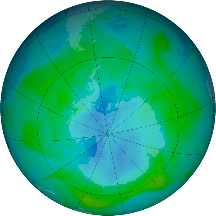 Antarctic ozone map for 12 February 2003